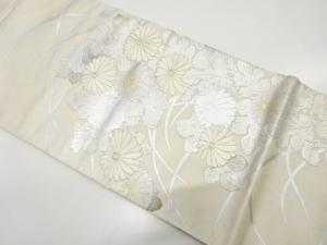 アンティーク　箔置き　菊模様刺繍袋帯（材料）